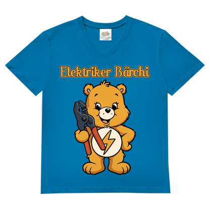 Elektriker Bärchi - Glücksbärchi - Herren V-Neck T-Shirt Azure Blue
