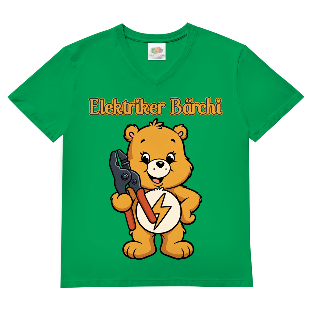 Elektriker Bärchi - Glücksbärchi - Herren V-Neck T-Shirt Kelly Green