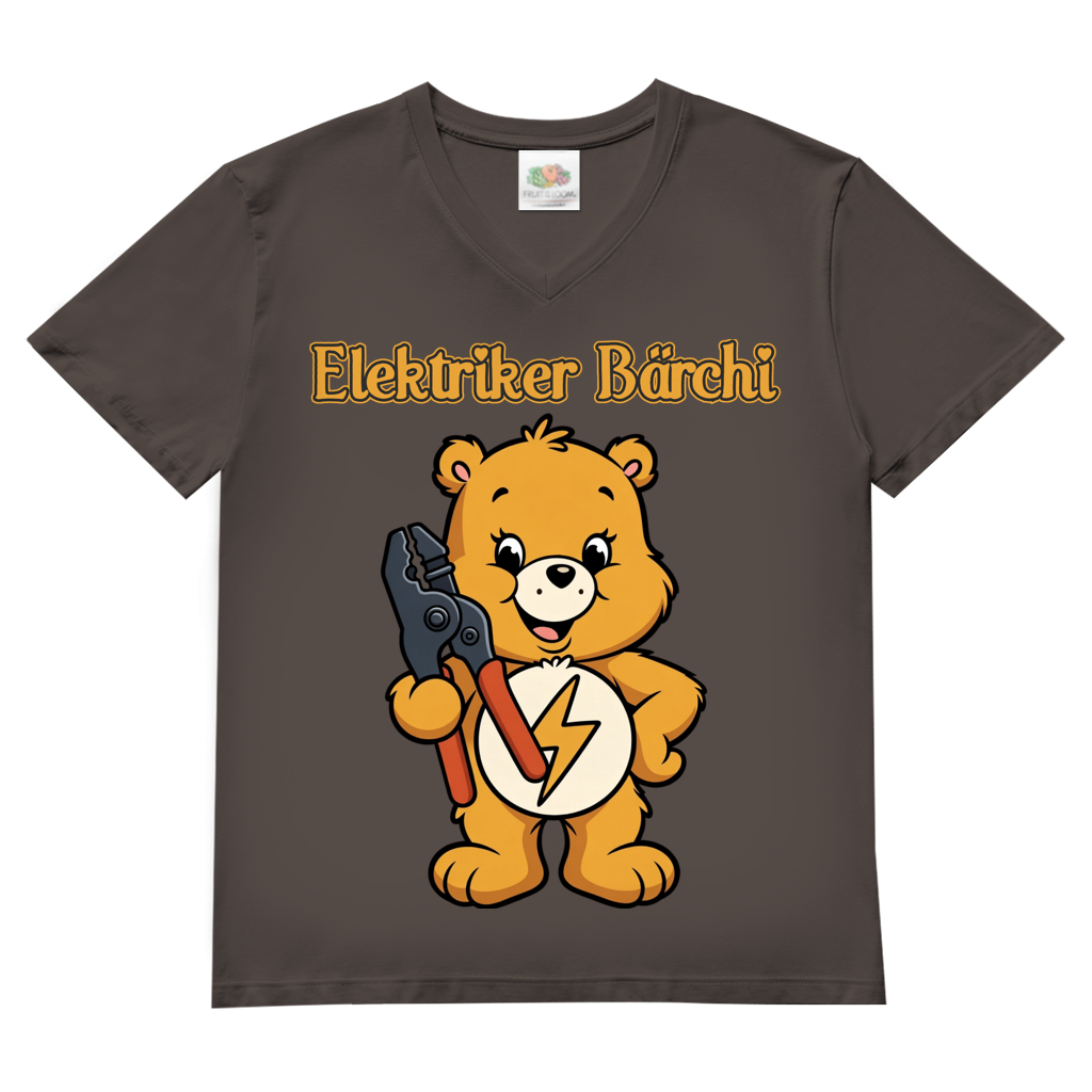 Elektriker Bärchi - Glücksbärchi - Herren V-Neck T-Shirt Light Graphite Solid