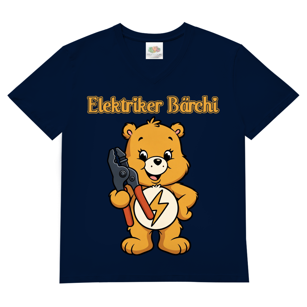 Elektriker Bärchi - Glücksbärchi - Herren V-Neck T-Shirt Navy