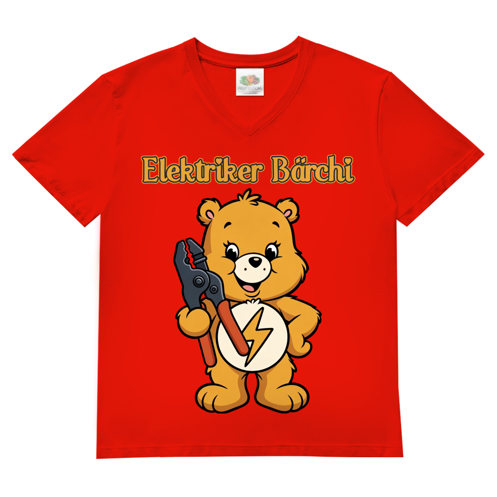 Elektriker Bärchi - Glücksbärchi - Herren V-Neck T-Shirt Red