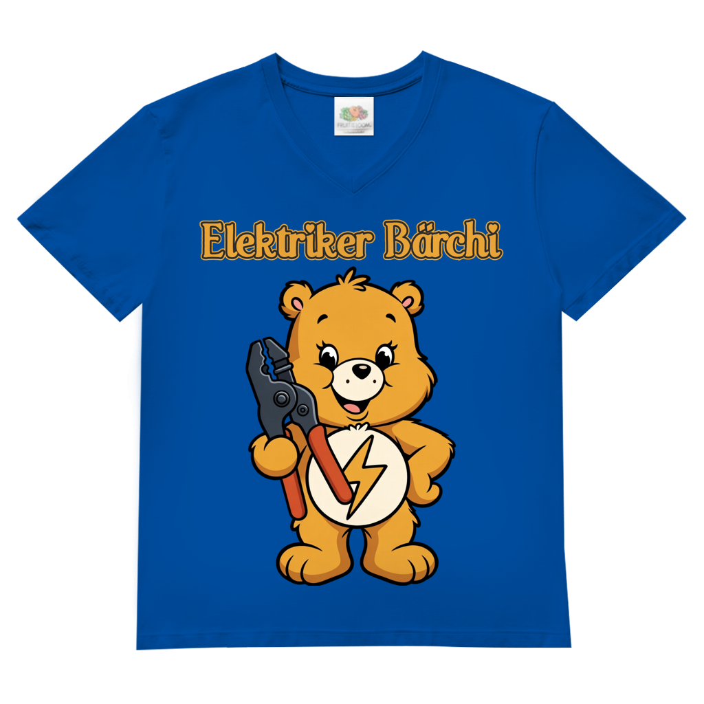 Elektriker Bärchi - Glücksbärchi - Herren V-Neck T-Shirt Royal Blue
