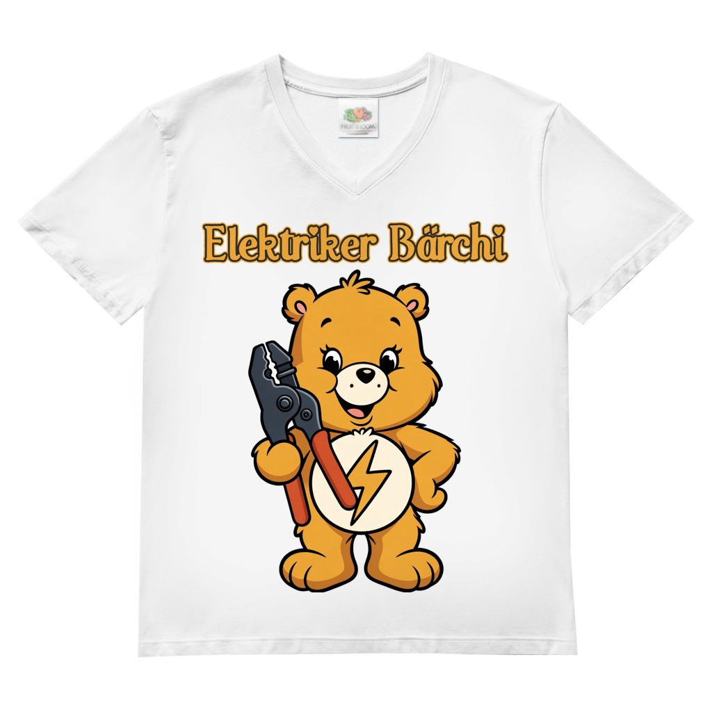 Elektriker Bärchi - Glücksbärchi - Herren V-Neck T-Shirt White