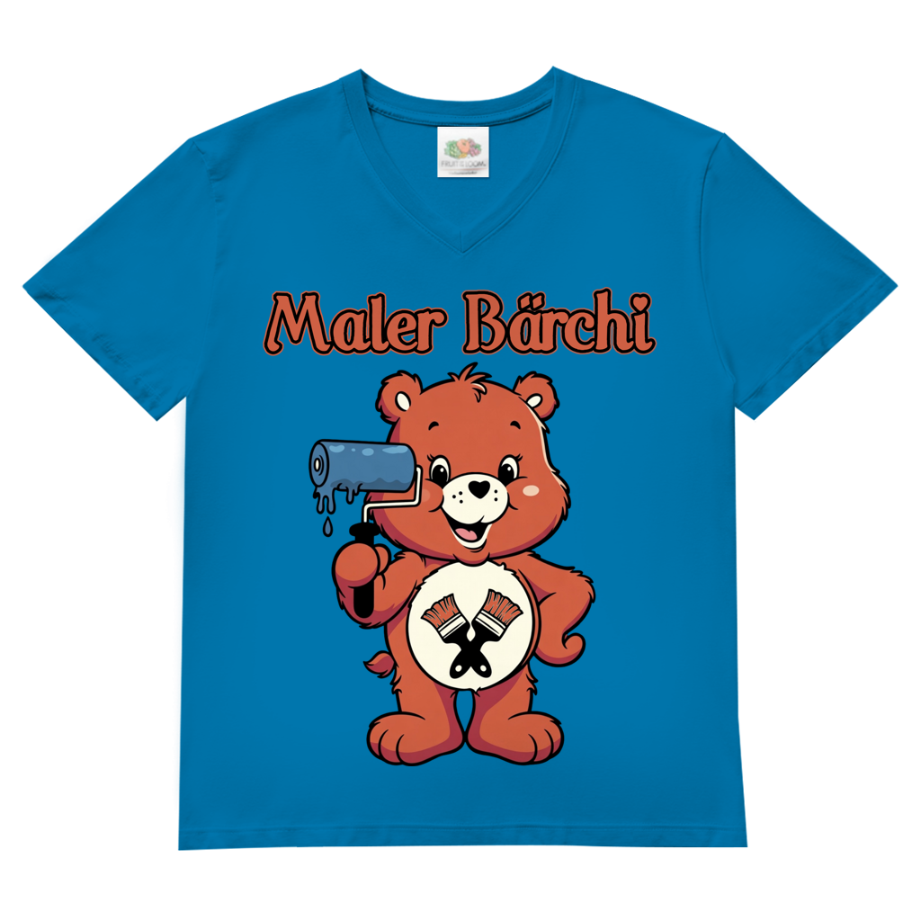 Maler Bärchi - Glücksbärchi - Herren V-Neck T-Shirt Azure Blue