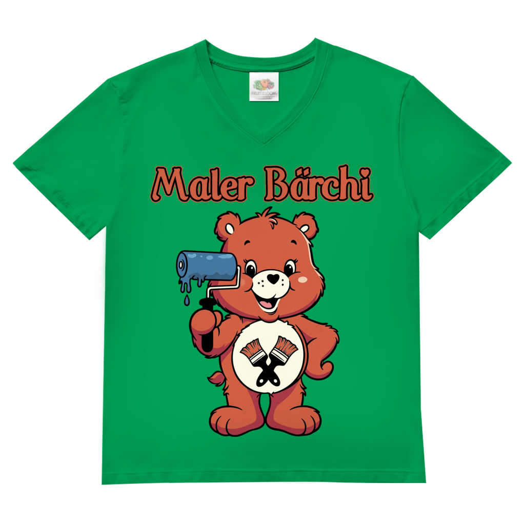 Maler Bärchi - Glücksbärchi - Herren V-Neck T-Shirt Kelly Green