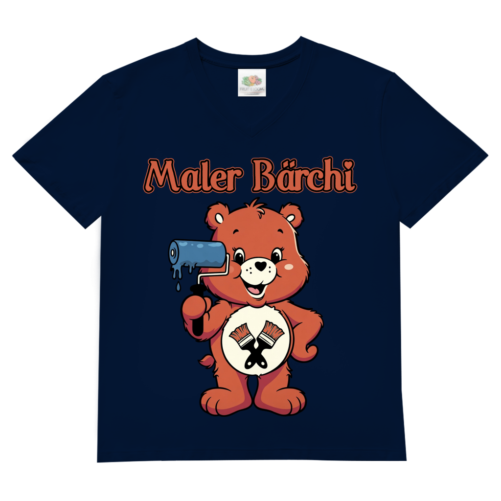 Maler Bärchi - Glücksbärchi - Herren V-Neck T-Shirt Navy