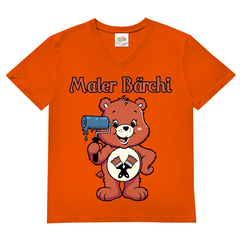 Maler Bärchi - Glücksbärchi - Herren V-Neck T-Shirt Orange