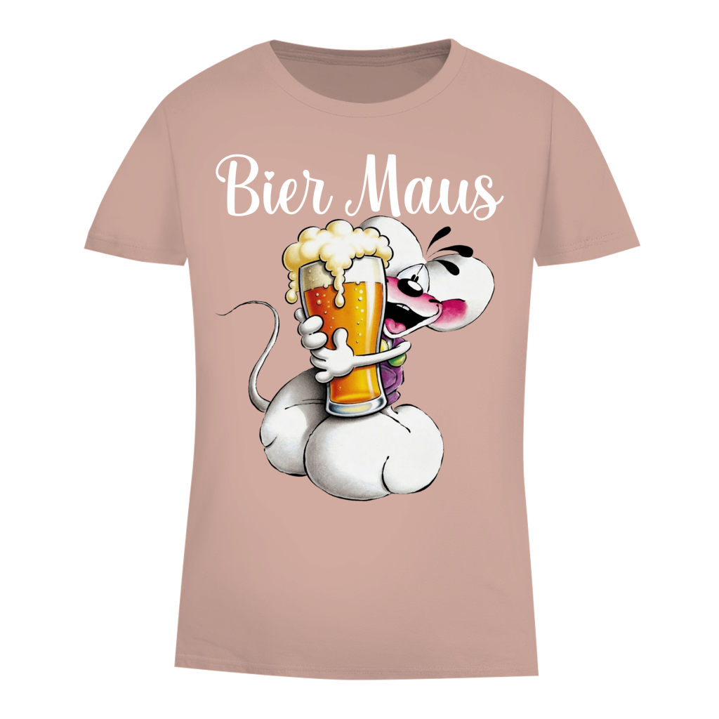 Bier Diddl Maus - Damen Premium Bio T-Shirt Millennial Pink