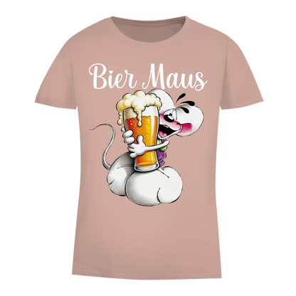 Bier Diddl Maus - Damen Premium Bio T-Shirt Millennial Pink