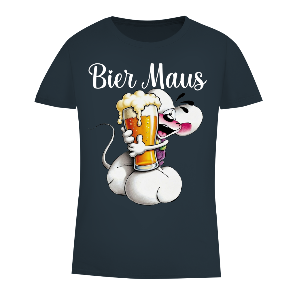 Bier Diddl Maus - Damen Premium Bio T-Shirt Dark Grey