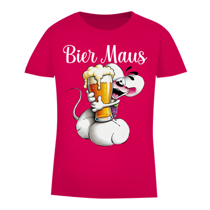 Bier Diddl Maus - Damen Premium Bio T-Shirt Fuchsia