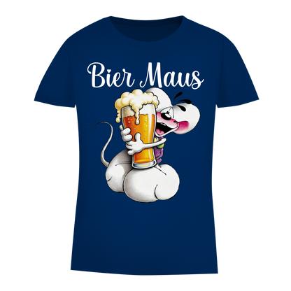 Bier Diddl Maus - Damen Premium Bio T-Shirt Navy