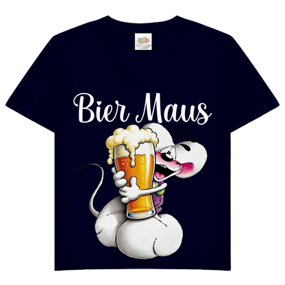 Bier Diddl Maus - Damen V-Neck T-Shirt Deep Navy