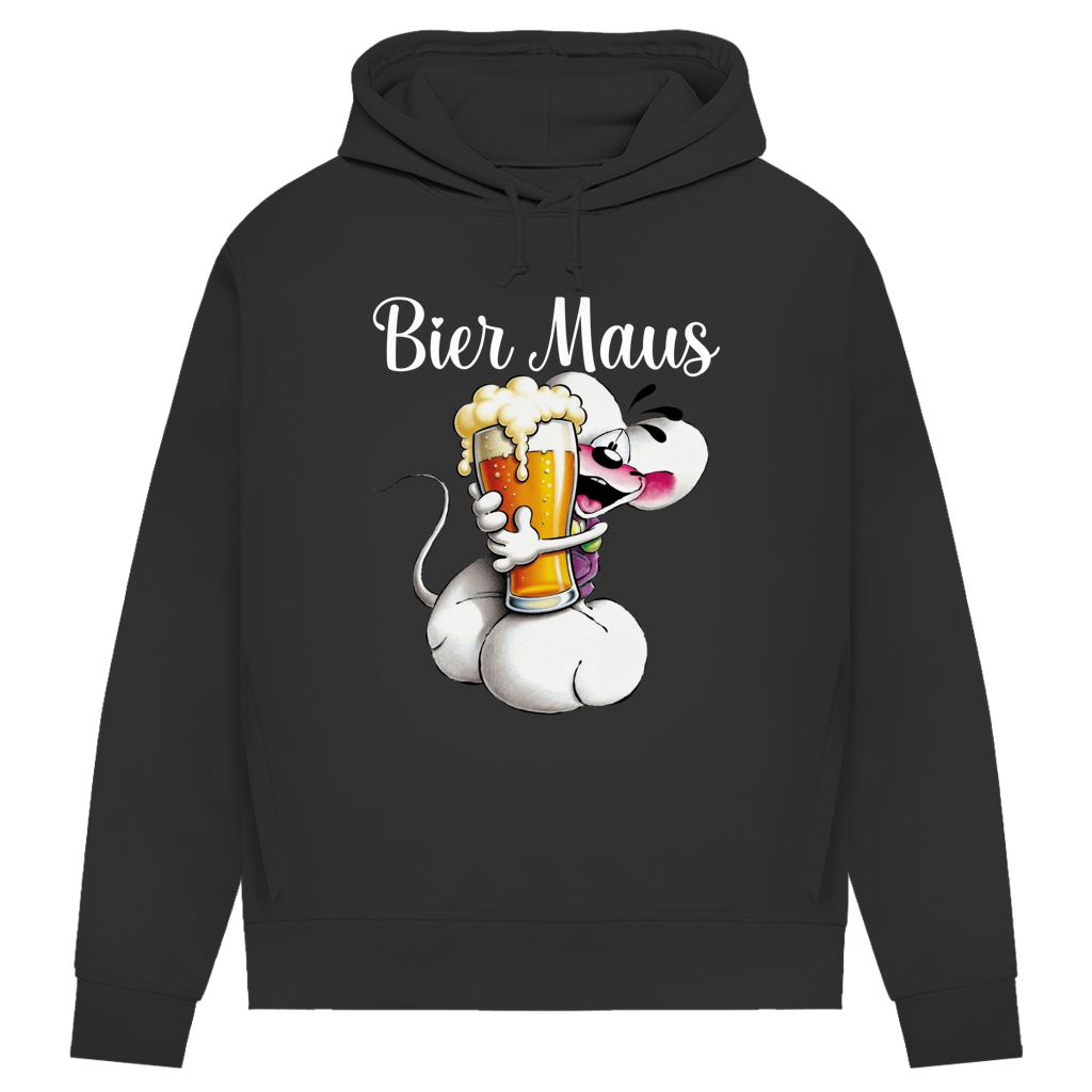 Bier Diddl Maus - Damen Premium Bio Hoodie Black Pure