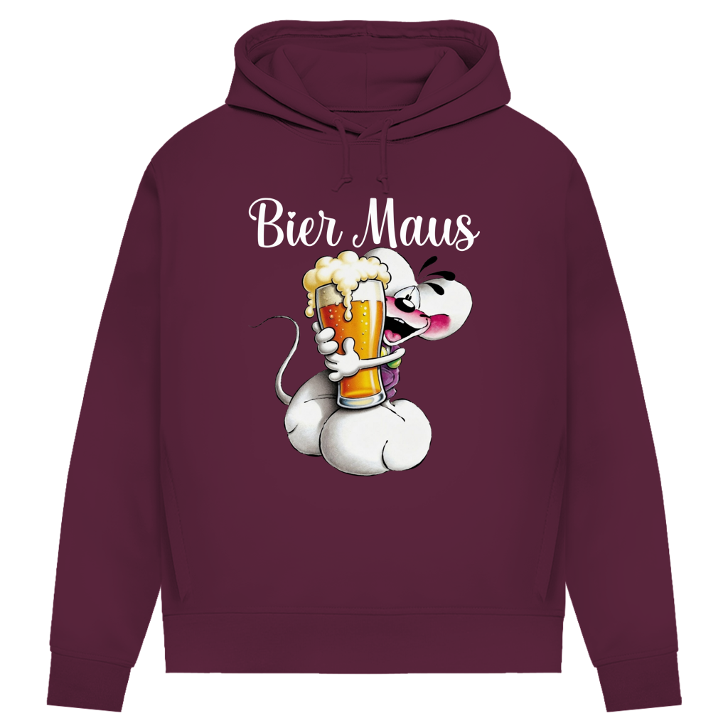 Bier Diddl Maus - Damen Premium Bio Hoodie Burgundy