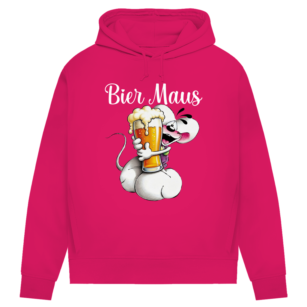 Bier Diddl Maus - Damen Premium Bio Hoodie Magenta Pink