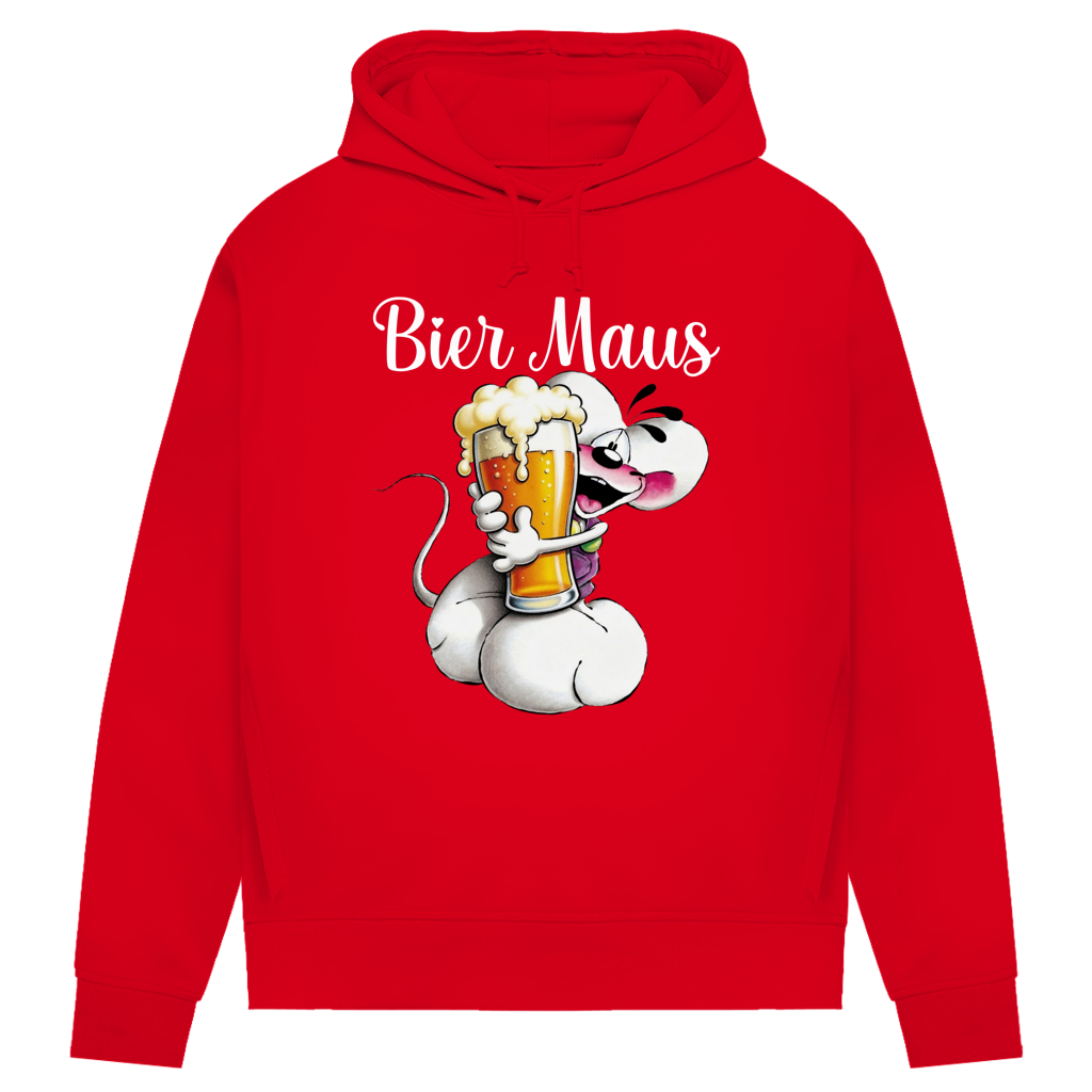 Bier Diddl Maus - Damen Premium Bio Hoodie Red