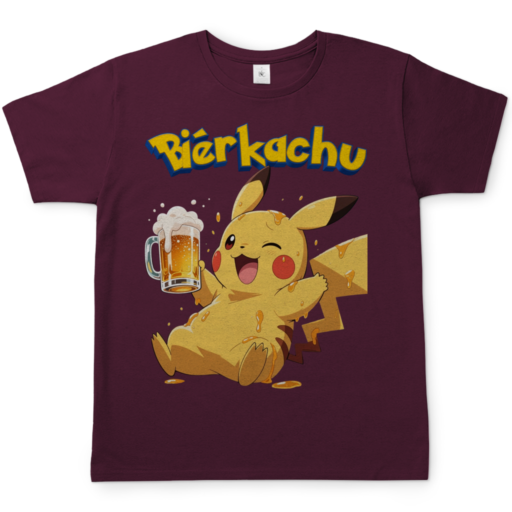 Bierkachu Pikachu Pokemon - Herren T-Shirt Burgundy