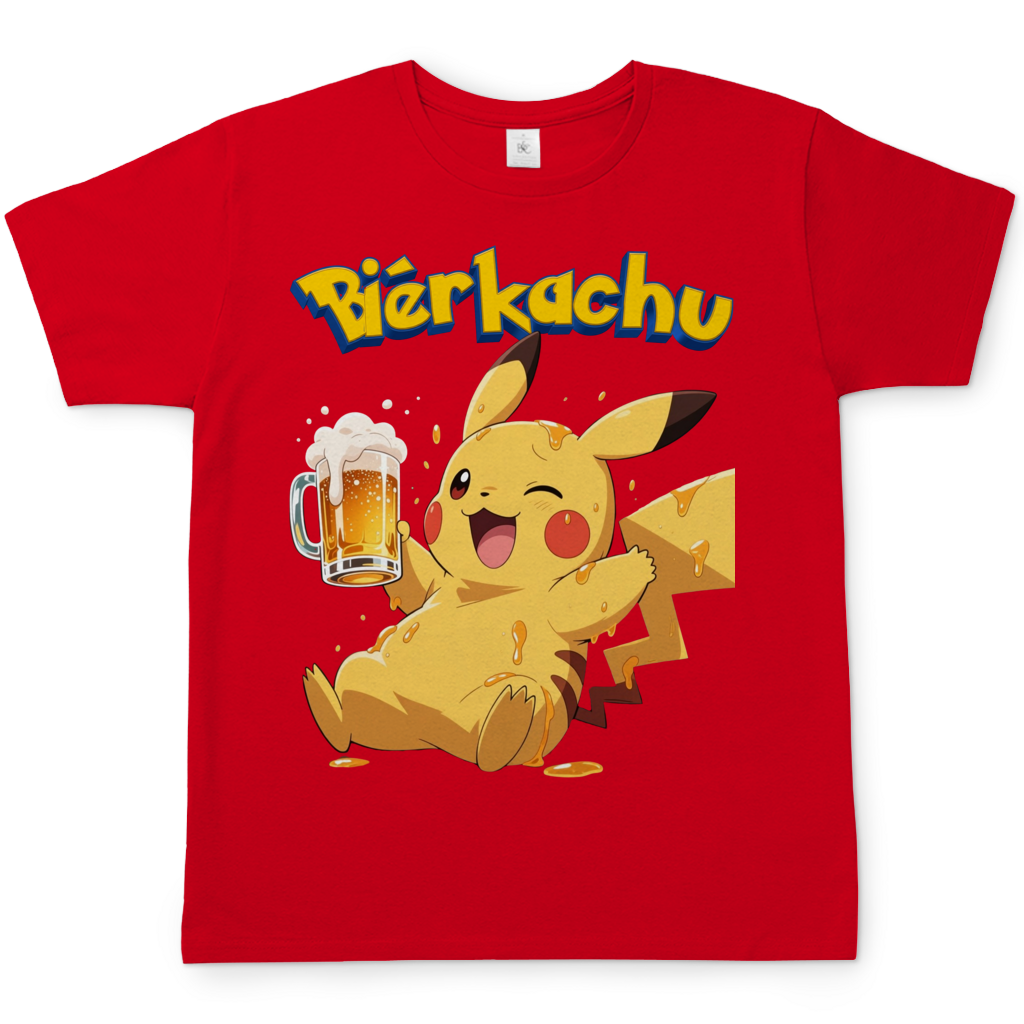 Bierkachu Pikachu Pokemon - Herren T-Shirt Red