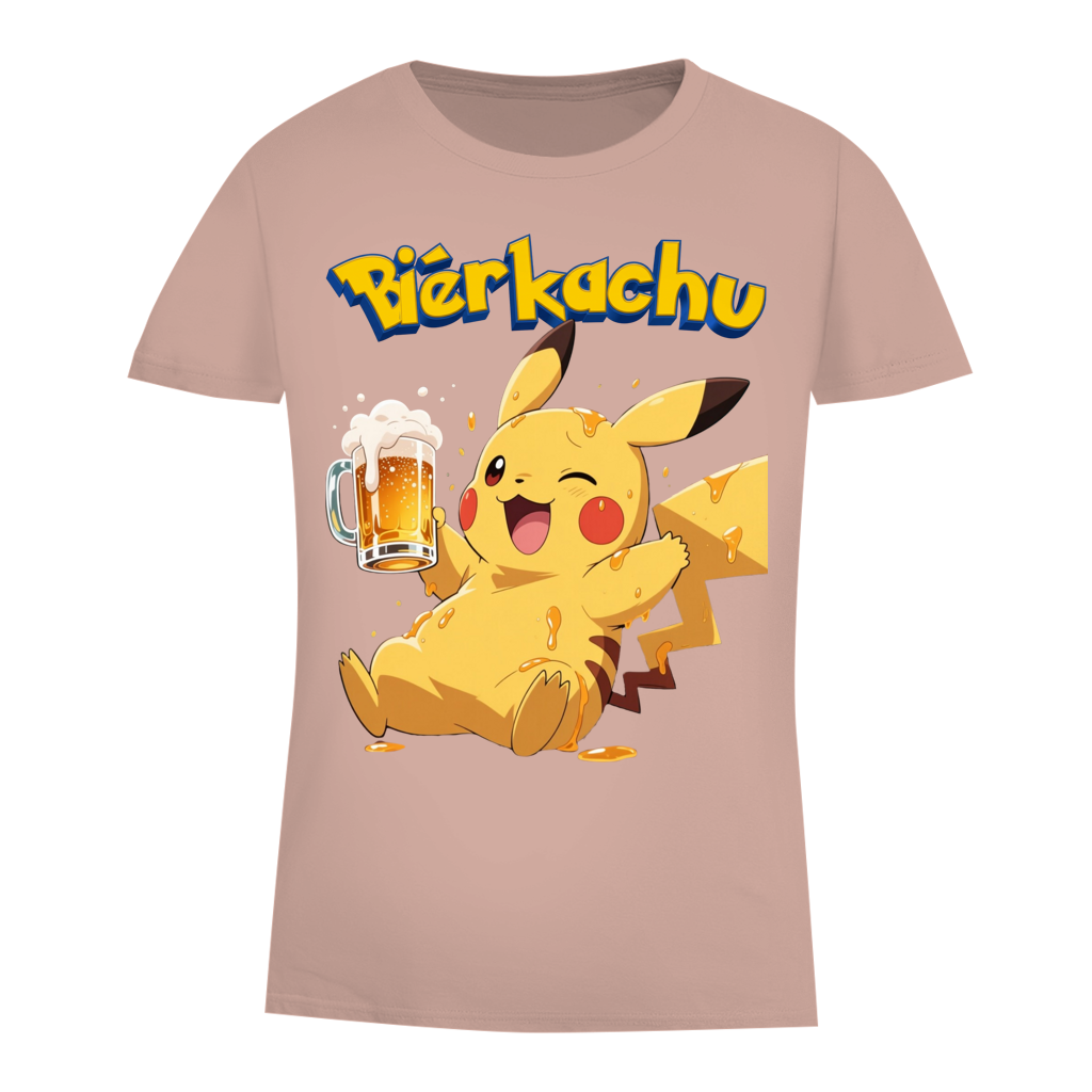 Bierkachu Pikachu Pokemon - Damen Premium Bio T-Shirt Millennial Pink