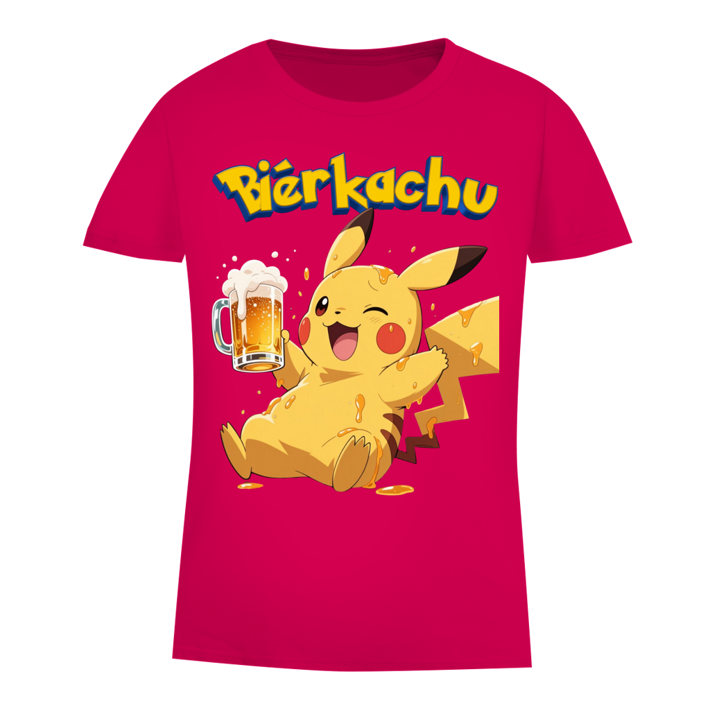 Bierkachu Pikachu Pokemon - Damen Premium Bio T-Shirt Fuchsia
