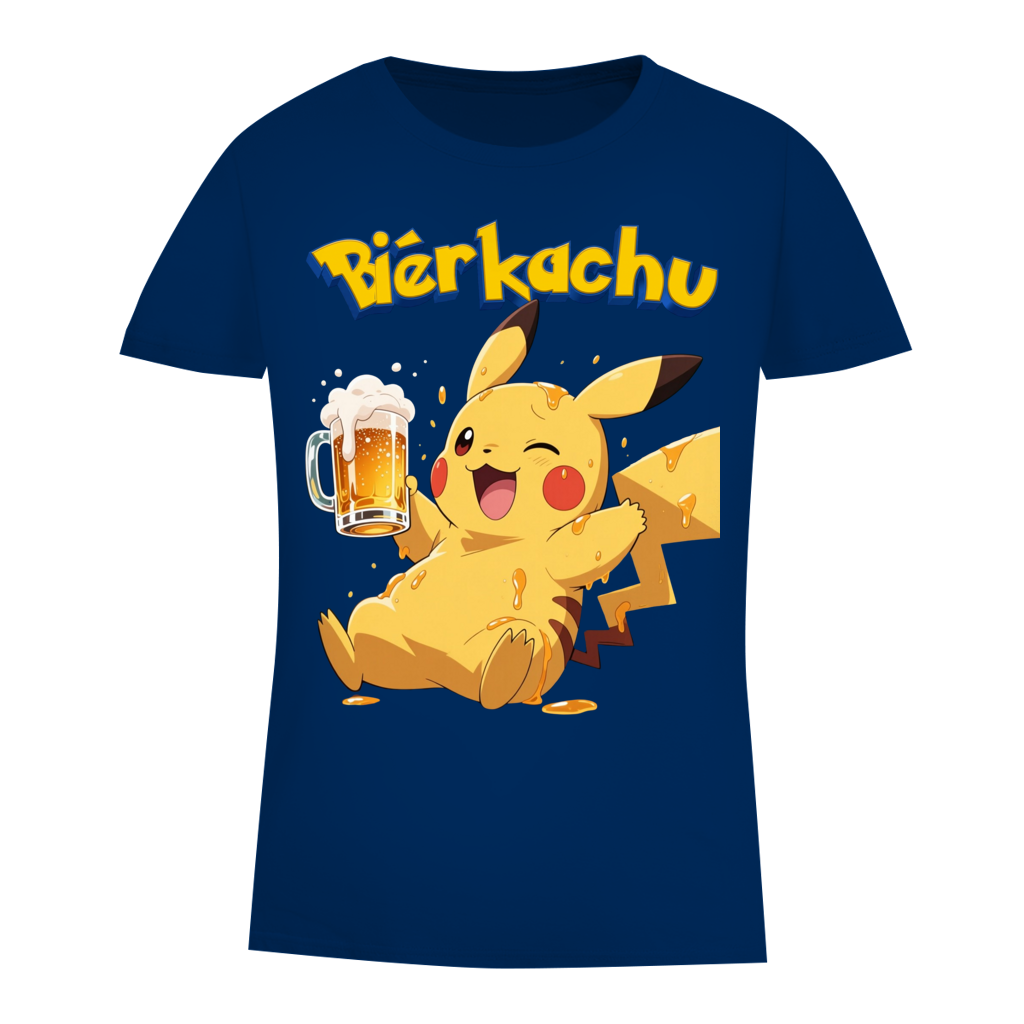 Bierkachu Pikachu Pokemon - Damen Premium Bio T-Shirt Navy