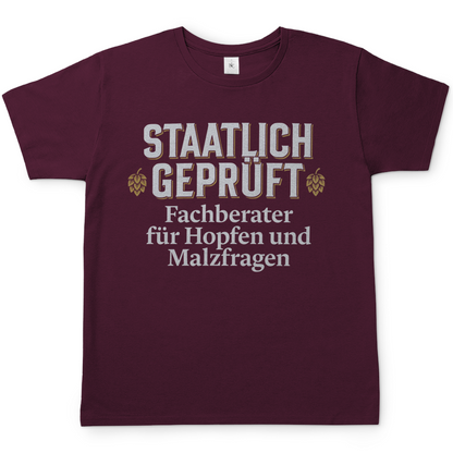 Fachberater für Hopfen und Malzfragen - Staatlich geprüft - Herren T-Shirt Burgundy