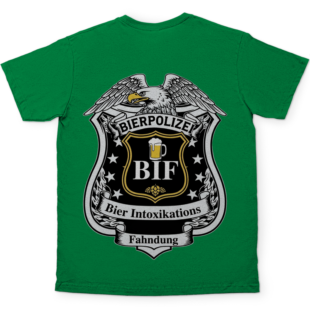 Bierpolizei BIF Bier Intoxikations Fahndung - Beidseitiger Druck - Herren T-Shirt