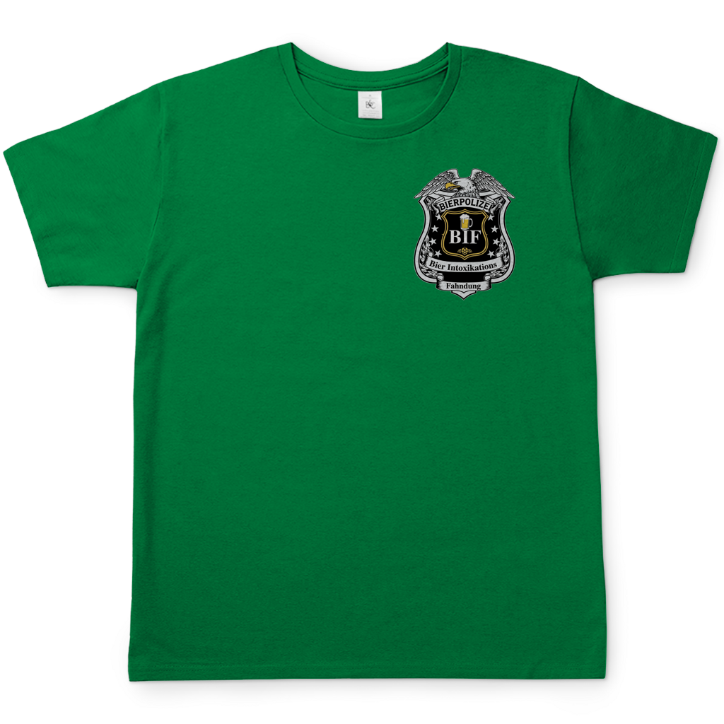 Bierpolizei BIF Bier Intoxikations Fahndung - Beidseitiger Druck - Herren T-Shirt Kelly Green