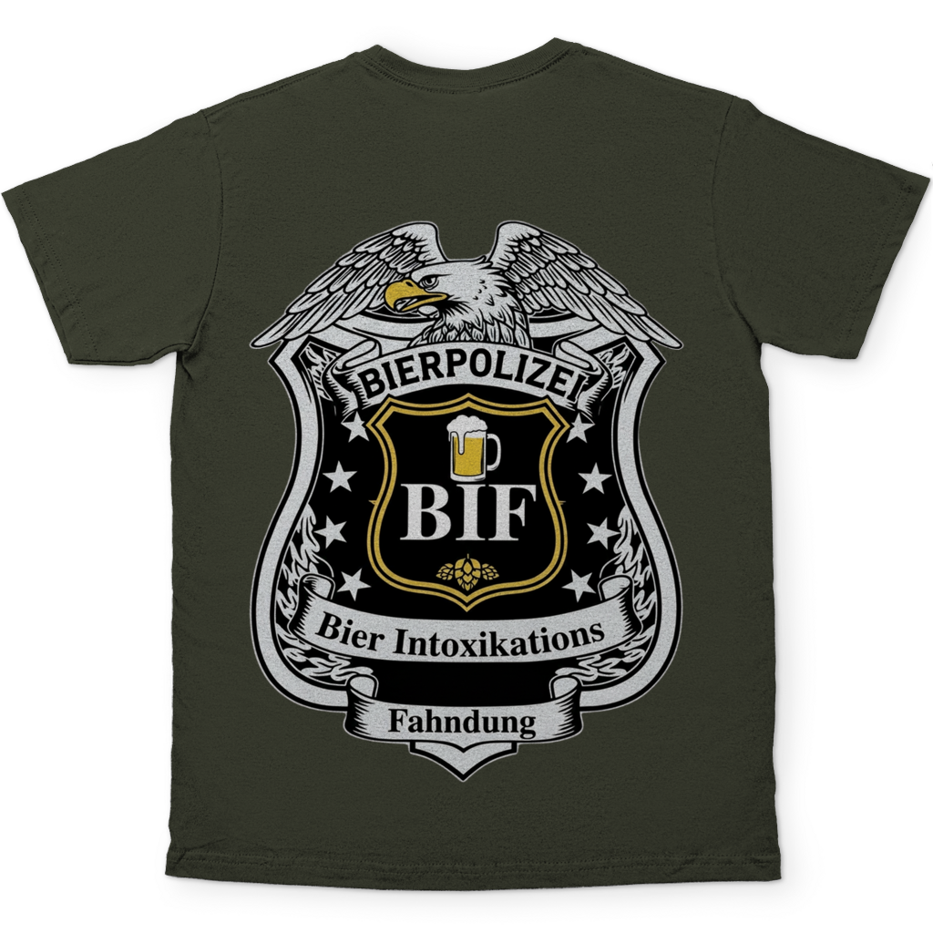Bierpolizei BIF Bier Intoxikations Fahndung - Beidseitiger Druck - Herren T-Shirt