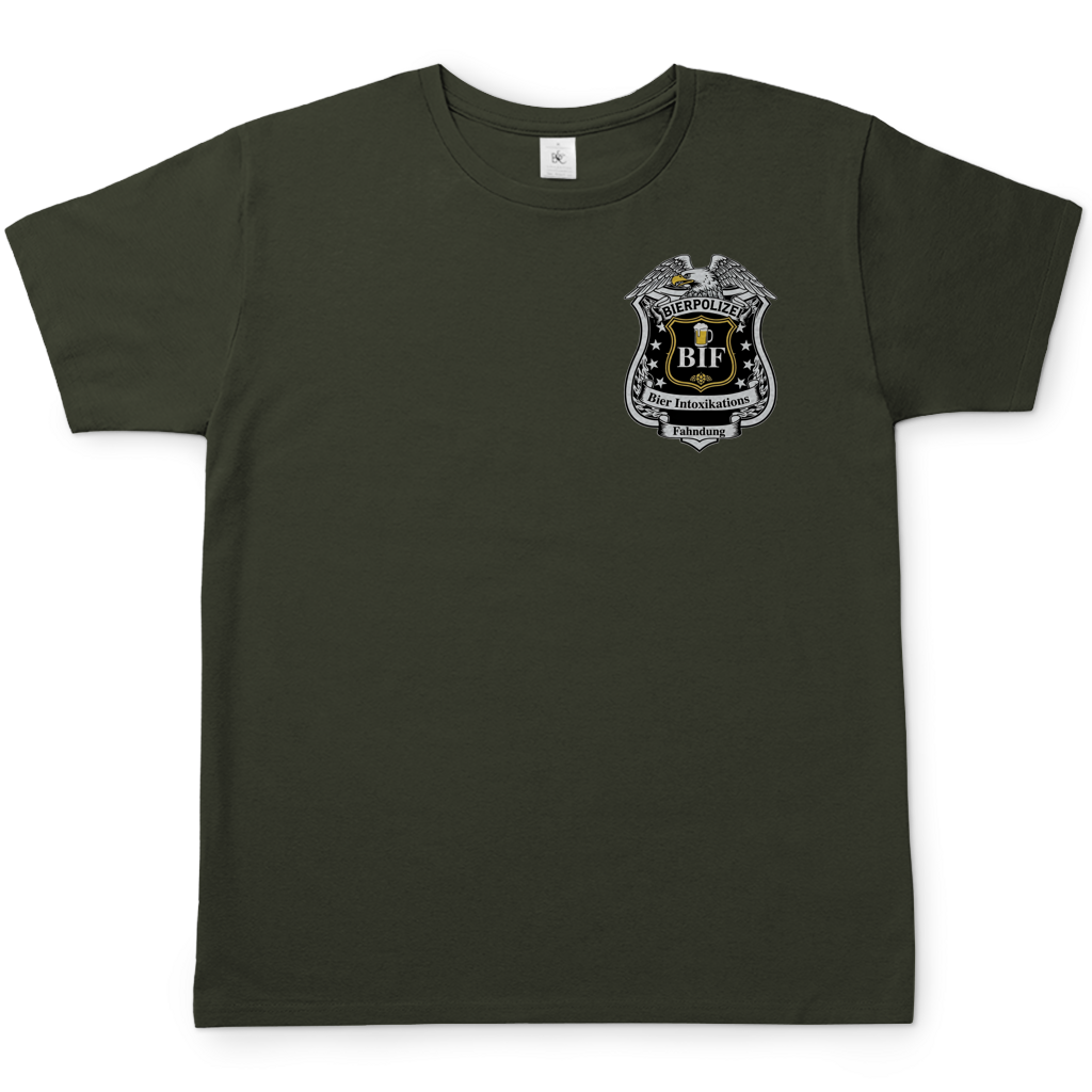 Bierpolizei BIF Bier Intoxikations Fahndung - Beidseitiger Druck - Herren T-Shirt Urban Khaki