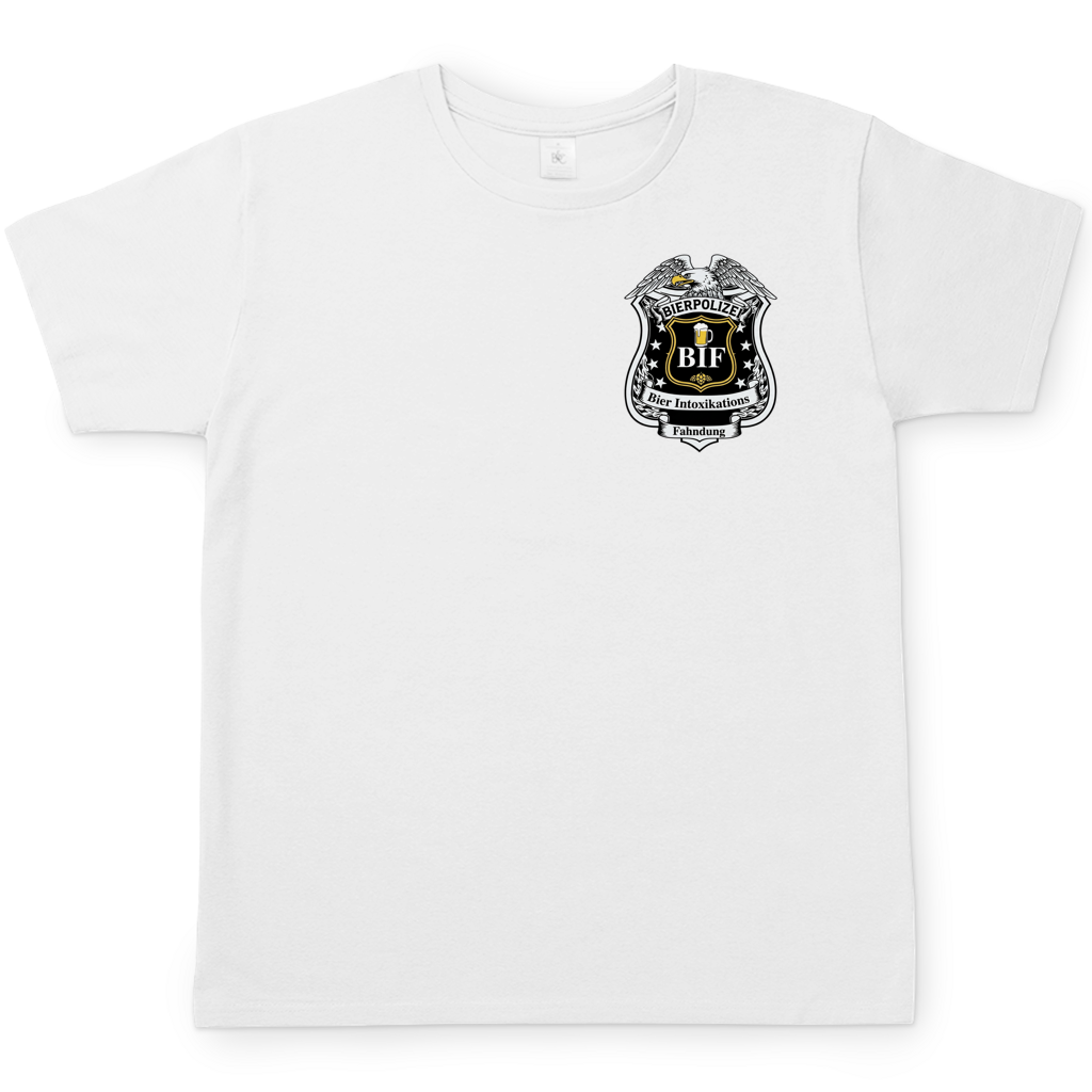 Bierpolizei BIF Bier Intoxikations Fahndung - Beidseitiger Druck - Herren T-Shirt White