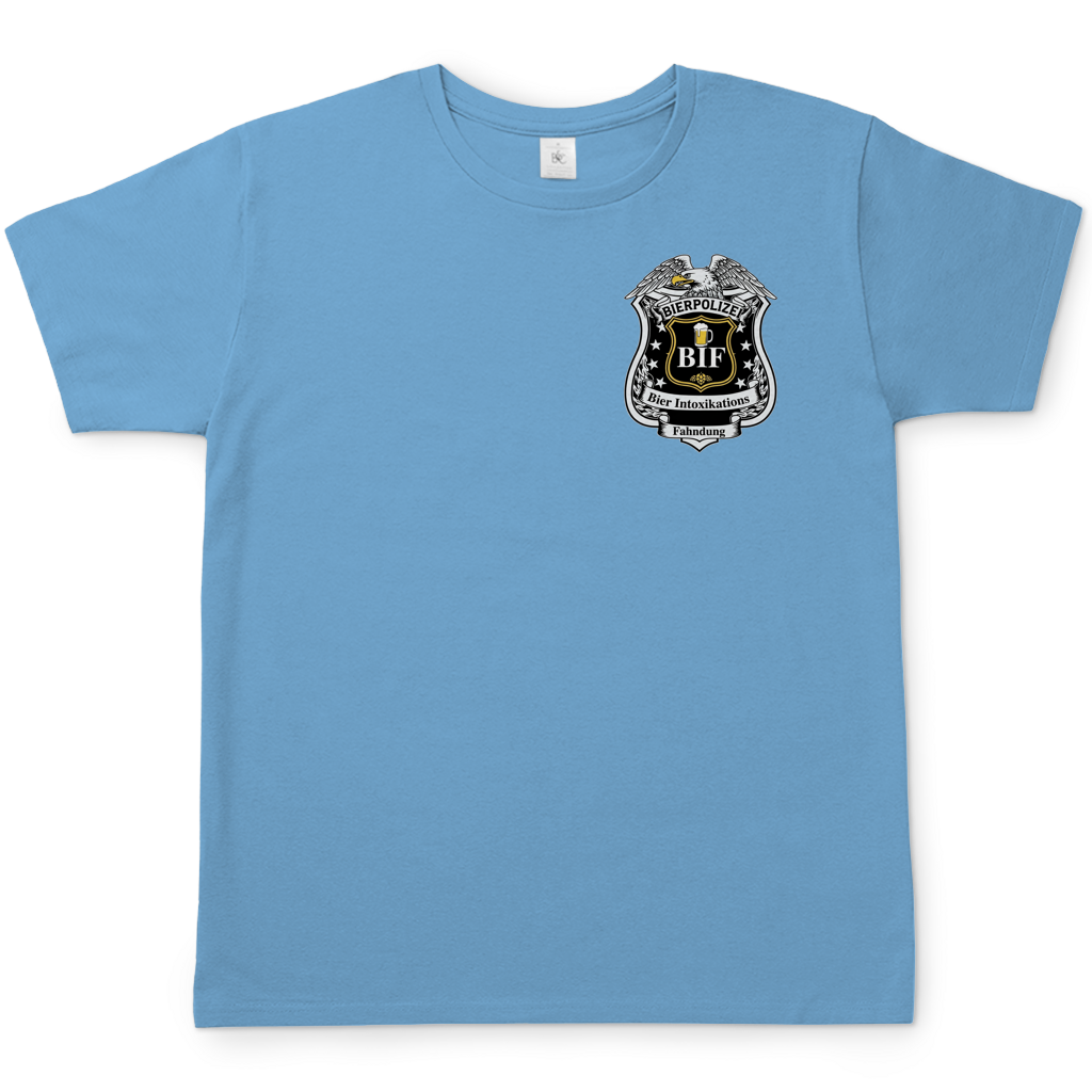 Bierpolizei BIF Bier Intoxikations Fahndung - Beidseitiger Druck - Herren T-Shirt Sky Blue