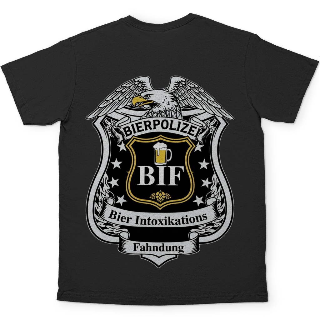 Bierpolizei BIF Bier Intoxikations Fahndung - Beidseitiger Druck - Herren T-Shirt
