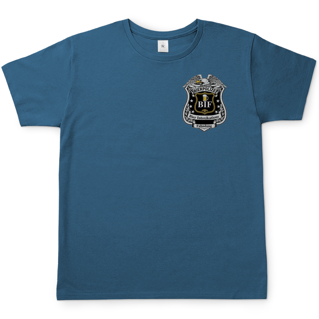 Bierpolizei BIF Bier Intoxikations Fahndung - Beidseitiger Druck - Herren T-Shirt Stone Blue