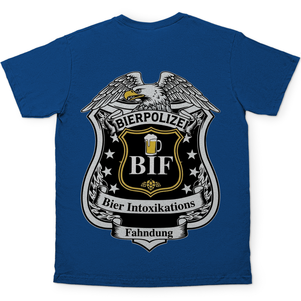 Bierpolizei BIF Bier Intoxikations Fahndung - Beidseitiger Druck - Herren T-Shirt