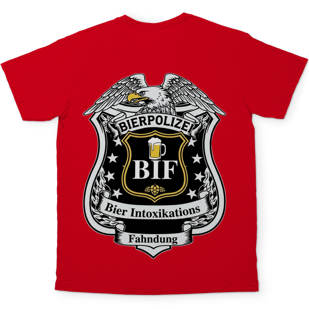 Bierpolizei BIF Bier Intoxikations Fahndung - Beidseitiger Druck - Herren T-Shirt