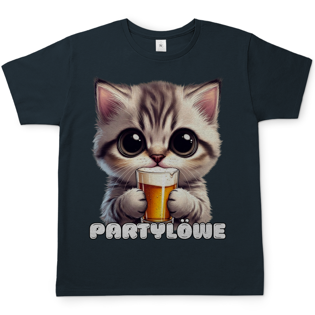 Partylöwe Kätzchen - Herren T-Shirt Dark Grey Solid