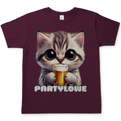 Partylöwe Kätzchen - Herren T-Shirt Burgundy
