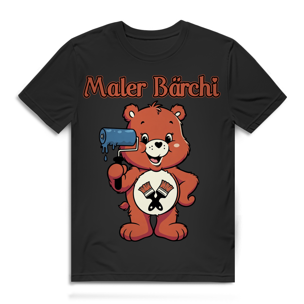 Maler Bärchi T-Shirt Herren – Lustiges Malermeister Shirt Männer Geschenk Lackierer Black