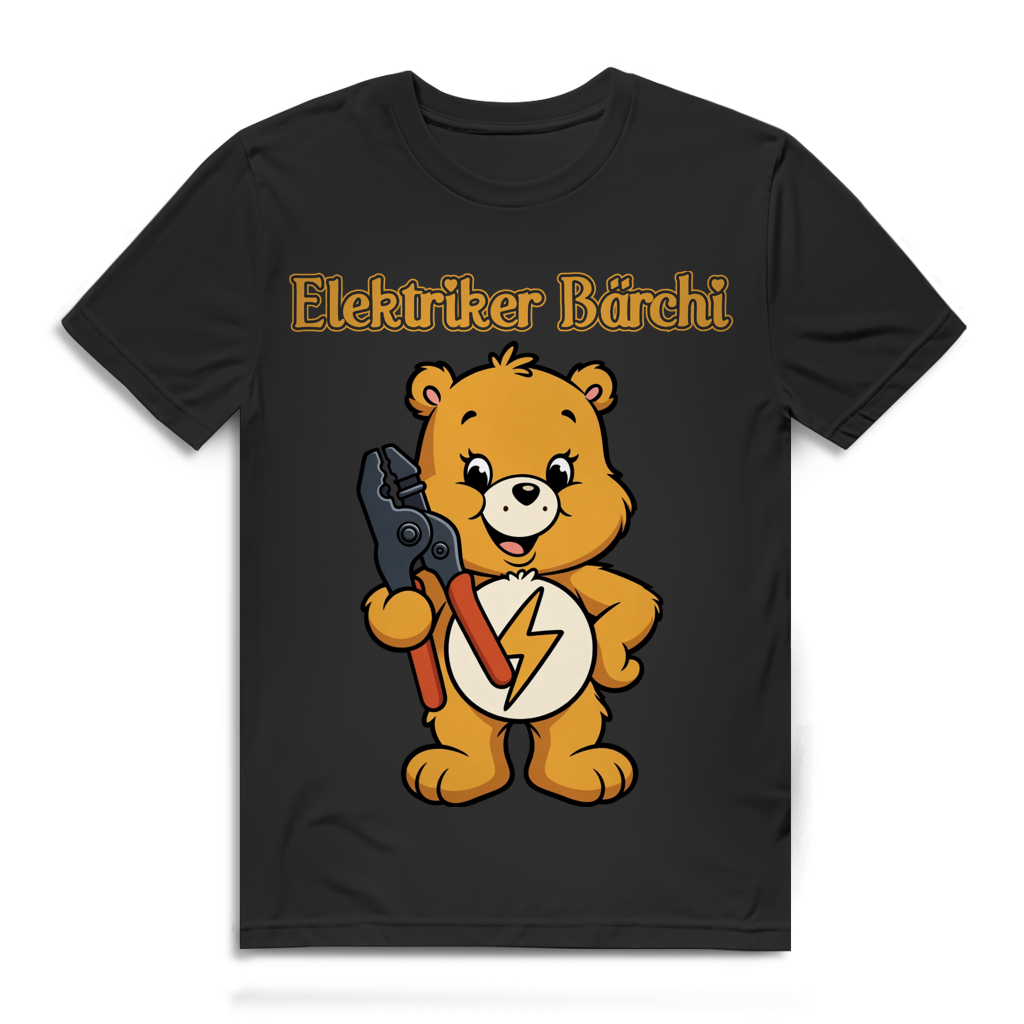 Elektriker Bärchi T-Shirt Herren – Lustiges Elektroniker Shirt Männer Geschenk Elektro Black