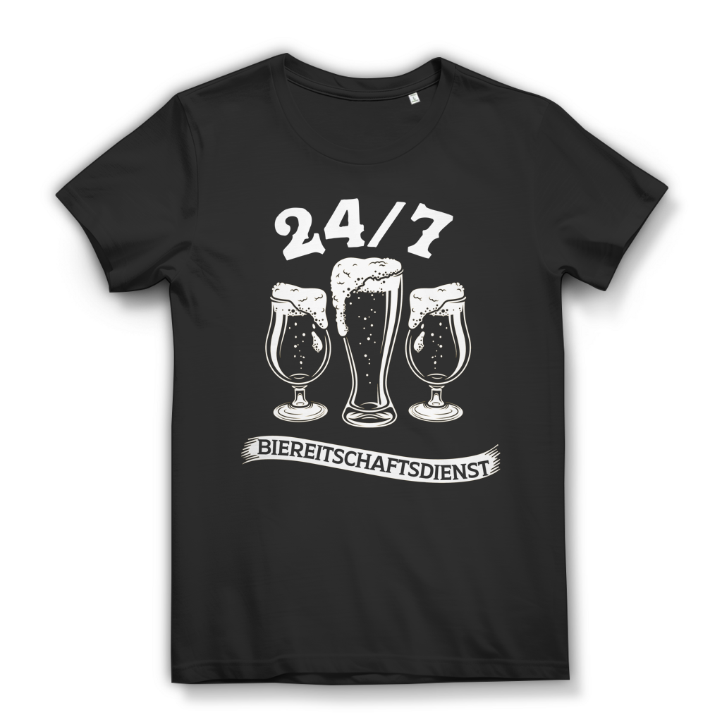 Damen T-Shirt 24/7 Biereitschaftsdienst Trinkshirt Bio Baumwolle Black