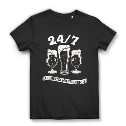 Damen T-Shirt 24/7 Biereitschaftsdienst Trinkshirt Bio Baumwolle Black