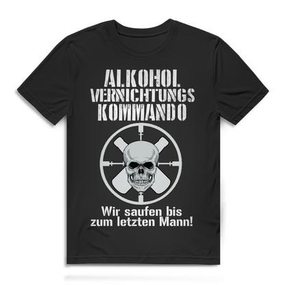 Herren T-Shirt Alkohol-Vernichtungs-Kommando Saufmeister Shirt Baumwolle Black