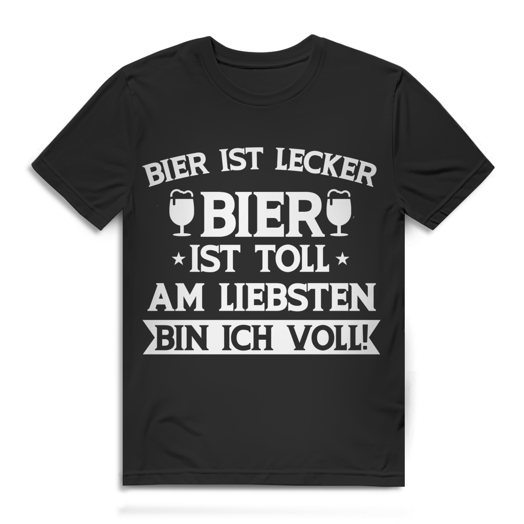Herren T-Shirt Bier ist lecker Bier ist toll am liebsten bin ich voll Black