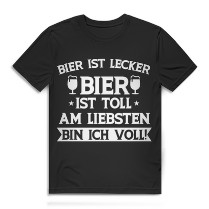 Herren T-Shirt Bier ist lecker Bier ist toll am liebsten bin ich voll Black