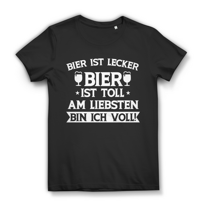Damen T-Shirt Bier ist lecker Bier ist toll am liebsten bin ich voll Black