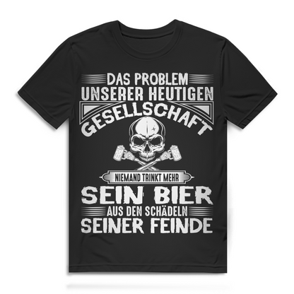 Herren Bier T-Shirt Das Problem unserer Gesellschaft Skull Shirt Baumwolle
