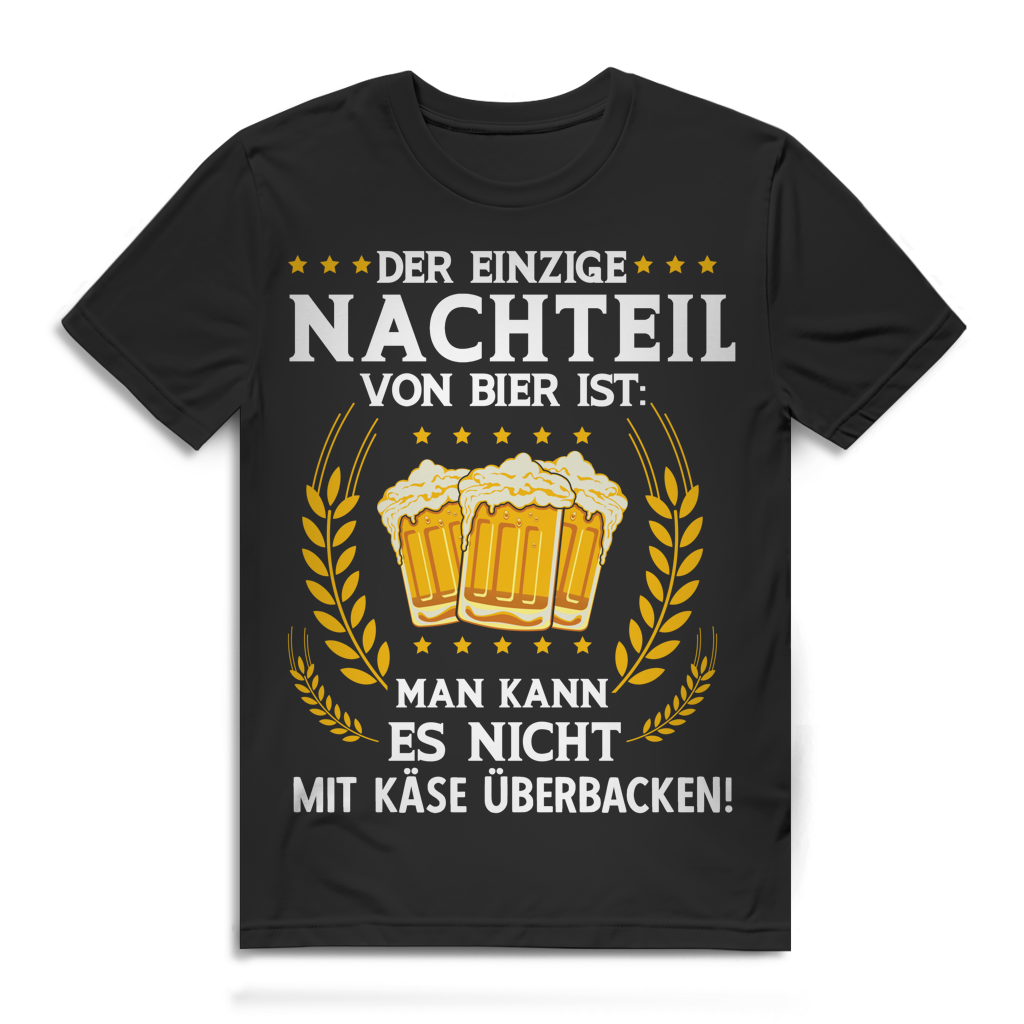 Herren T-Shirt Der einzige Nachteil von Bier Käse Shirt Bio Baumwolle Black