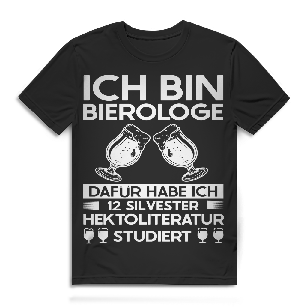 Herren T-Shirt Ich bin Bierologe 12 Silvester Hektoliteratur studiert Black